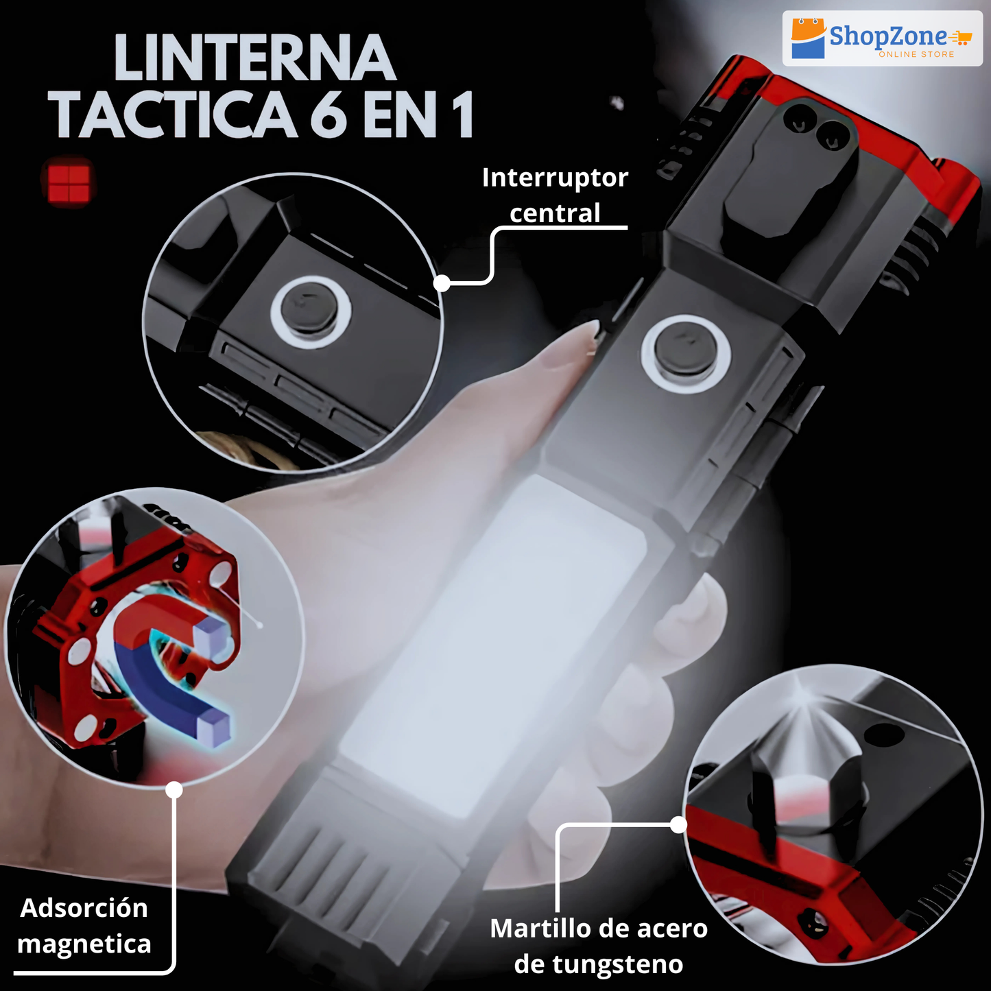 Linterna Martillo 6 En 1